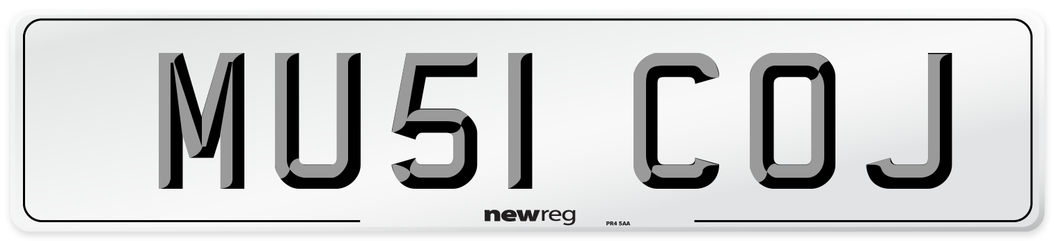 MU51 COJ Number Plate from New Reg